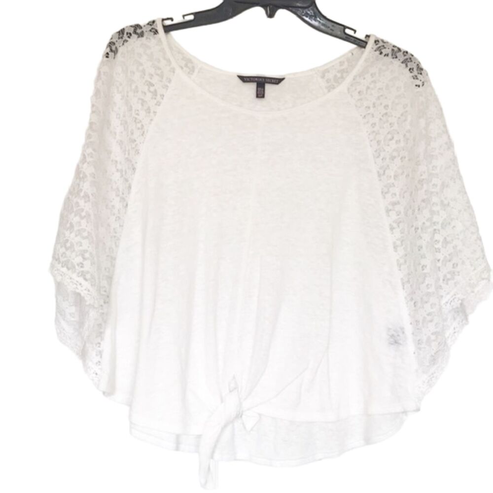 Victoria’s Secret Women’s Medium White Lace Sheer Sleeve Blouse Flowy Angelcore